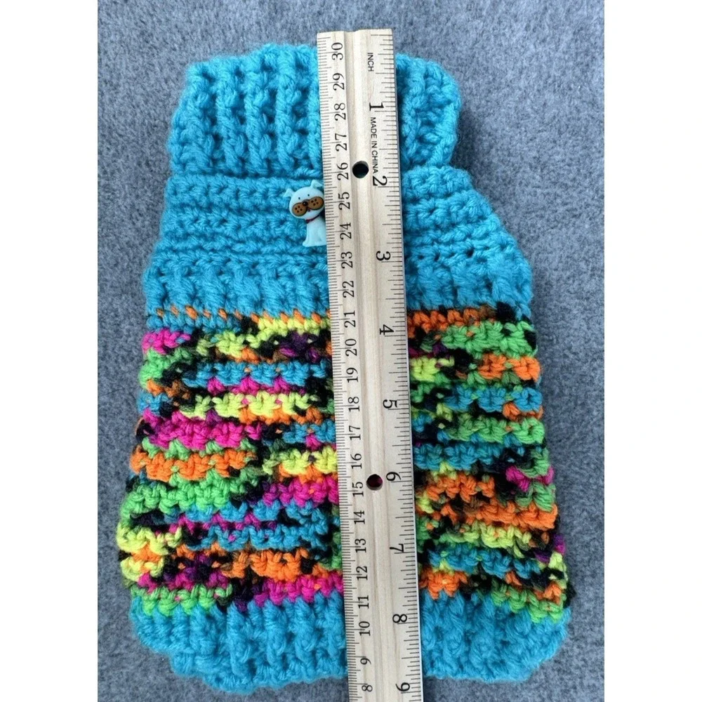 X-Small Dog‎ Sweater Turquoise Variegated Handmade Crochet